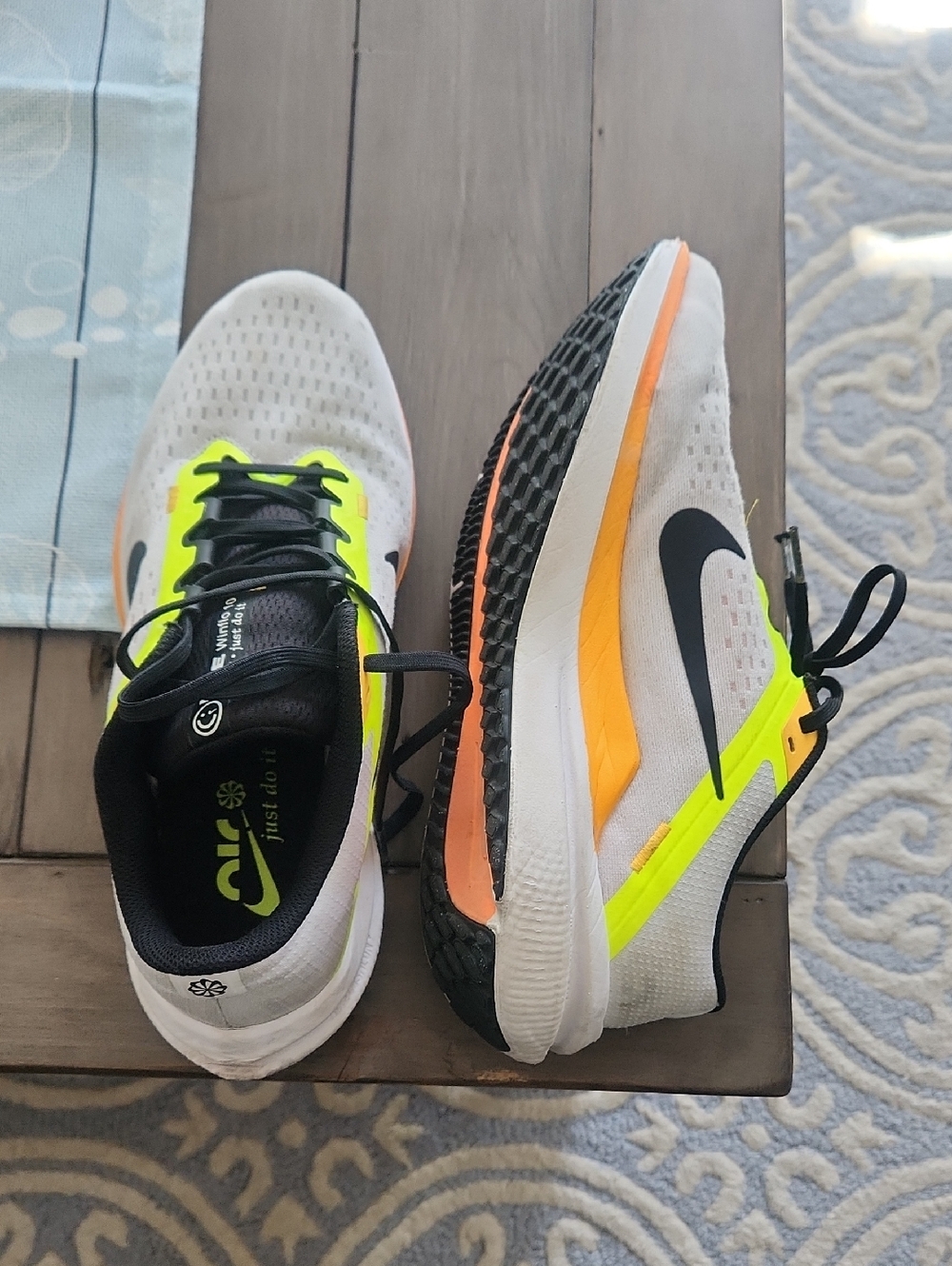 Nike White Sneakers with Neon Yellow Accents
